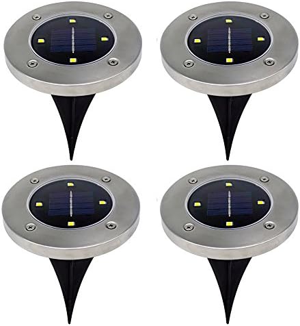 4 PCS Solar Buried Light, Conical Solar Powered Ground Lights With 4 LEDs ,waterproof Outdoor Lamp Decking Led Light for Yard, Driveway, Lawn, Pathway White/Warm White