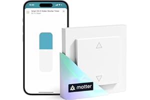 Meross Matte Smart Roller Shutter Switch WLAN 55 x 55 mm, Smart Home Roller Shutter Control for Blinds Compatible with Apple HomeKit, Alexa and Google Home (Neutral Cable Required)