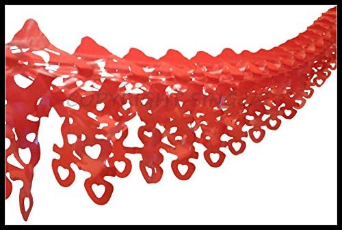 1.8M LONG PACK OF 2 RED WEDDING PLASTIC GARLAND STREAMERS (HAPPINESS)