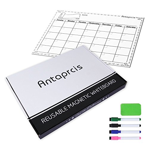 Antaprcis Pizarra Magn  tica para Nevera 30 x 40 cm con Calendario Semanal para para Notas y Planificaci  n Semanal Tablero de Borrado Seco color Blanco con 4 Rotuladores y un borrador