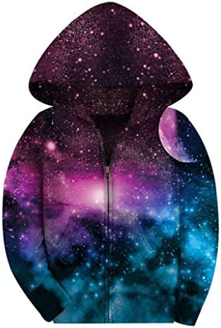 COIKNAVS Girls' Teen Galaxy Fleece Zip up Pockets Warm Seweathirts Hoodies NO13 M