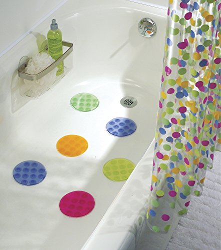 InterDesign Glee 6er-Set Badmatte | rutschfeste Duscheinlage mit je 12 starken Saugnäpfen | sinnvolle Ergänzung zum Duschvorleger | Kunststoff bunt - 2