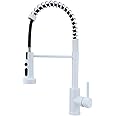 MIFULY White Kitchen Tap, Copper Kitchen Tap, Kitchen Tap with Pull Out Sprayer, Commercial Kitchen Tap 360 Swivel