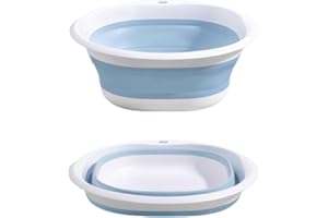 WIHXES Bacinella Pieghevole | Bacinella per Lavare Pieghevole | Bacinella Portatile per Campeggio | Bacinella Pieghevole per Lavanderia | Bacinella Multiuso per Viaggi, Campeggio (Blue,36.5cm)
