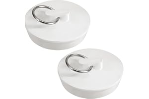 PSYQTSUARY Korki do zlewozmywaka, 2 sztuki, korki do odpływu z pierścieniem wiszącym, białe zatyczki do zlewozmywaka, trwałe, gumowe zatyczki do wanny, kuchni i łazienki