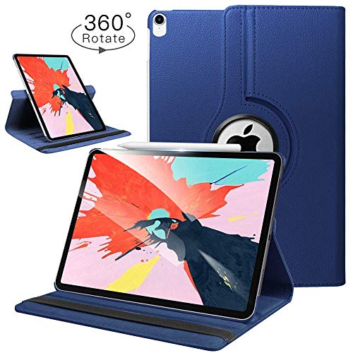 VinMas - Funda de Piel para iPad Pro de 12,9 Pulgadas, función Atril giratoria de 306 Grados, para Apple iPad Pro de 12,9 Pulgadas 2018
