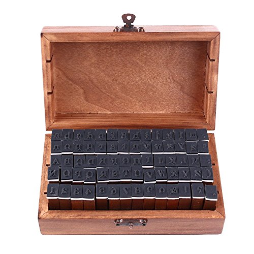 TRIXES Gummi-Stempel Set mit Holzgriffen mit 70 Buchstaben Stempeln Groß- und Kleinbuchstaben Alphabet Zahlen und Symbole - 2