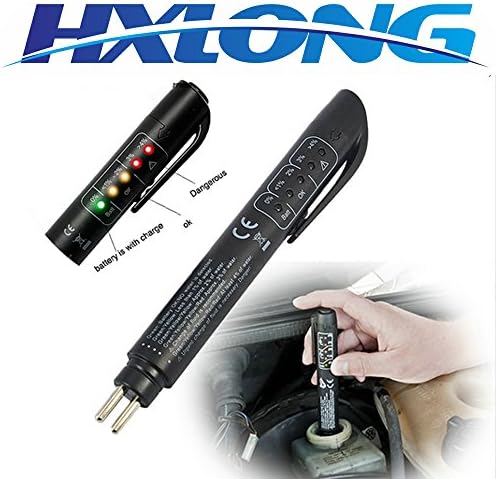 HXLONG Brake Fluid Tester, Auto Diagnostic Brakes Testing Tool Calibrated with 5 LED Indicator Brake Fluid Oil Detection Mini Pen Liquid Moisture Water Tester Tool For DOT3 DOT4