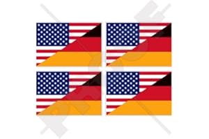 STICKERSWORLD USA United States of America & Germany Flag, American & German, Deutschland 2" (50mm) Vinyl Bumper-Helmet Stickers, Decals x4