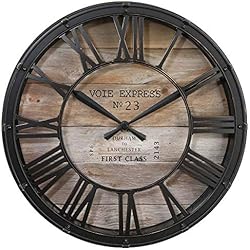 Horloge pendule murale style vintage - diamètre 39 cm - Coloris marron cuivré effet vieilli
