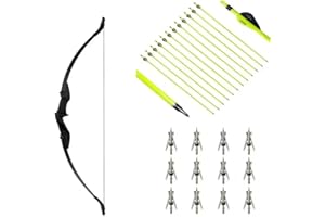 BIUBIUSOT 53" Takedown Recurve Bow and Arrow Set Adult 30/40LBS Archery Right Left Hand Archery Target Practice Outdoor Hunting 12pcs Mixed Carbon Arrow