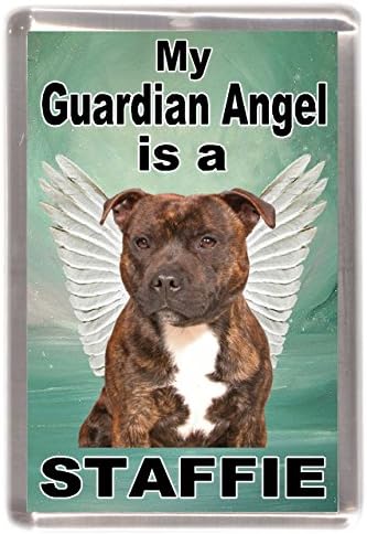Staffordshire Bull Terrier / Staffie Dog Fridge Magnet "My Guardian Angel is a Staffie"