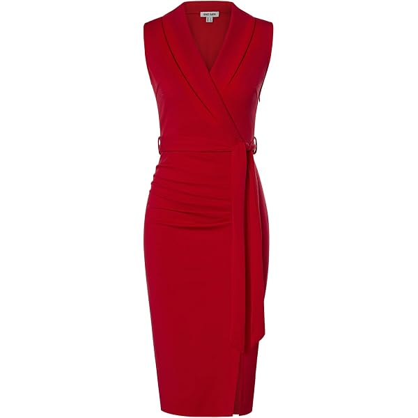 Robe Moulante GRACE KARIN - Mi-Mollet, Col Châle, Ceinture Amovible - Polyester/Élasthanne