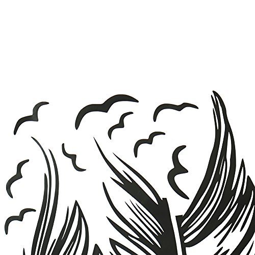 Federn Wandbild Wandtattoo Wandaufkleber Blumen Wandsticker Wandbilder Aufkleber Deko. PVC abnehmbar L Black - 4