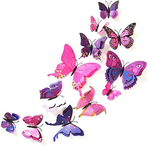 Kybbe 3D Butterfly 12PCS Stickers Making Stickers Wall Stickers Crafts Butterflies(Double layer)