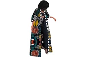 RICOCHO Women's Ankara Open Front Long Cardigans Women's Ethnic African Long Open Front Jacket Dashiki Tribal Outwear Dress