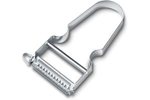 Victorinox, 6.0914, Küchenhelfer, Sparschäler, Extra scharfe Klinge, mit Zackenschliff, Edelstahl-Griff, Made in Switzerland