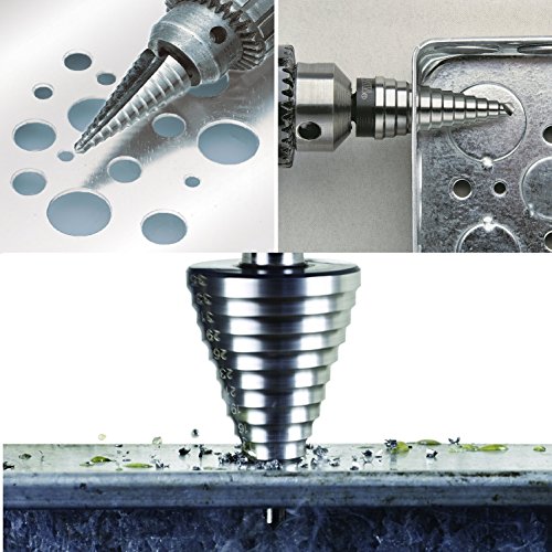 Profi HSS Stufenbohrer, Audel Schälbohrersatz Ø 5 – 35mm 2 Schneiden Konusbohrer Kegelbohrer- Silber - 7