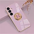 AXIYIBZI Samsung Galaxy S24 Plus Case, Built-in 360 Degree Rotation Ring Magnetic Stand, Luxury Shiny Plating Edge Shockproof Electroplated Protective Cover for Men Women (Light Purple)