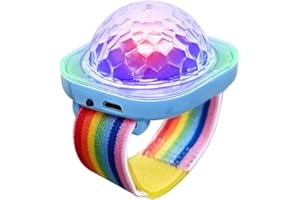 ‎LANCOON Lancoon Disco Ball Licht, Tragbare Mini Tragbare LED Lampe Nacht Stroboskop Uhr Armband USB Aufladen Sprachgesteuert mit Saugnapf für Kind Party Auto Tanzen DJ Club(Blau)