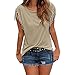 Produktbild Ba Zha HEI Elegant Frauen Quaste Kurzarm Top Sommer Lose Bluse Shirt Damen T-Shirt Rundhals Kurzarm Ladies Sommer Oberteil Locker Bluse Weiches Material Sehr Angenehm zu Tragen Tops (Khaki, S)
