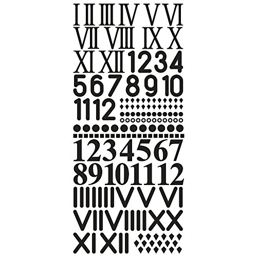 Rayher Hobby 30093576 Klebeschrift Uhrenziffern, 10 x 23 cm, schwarz