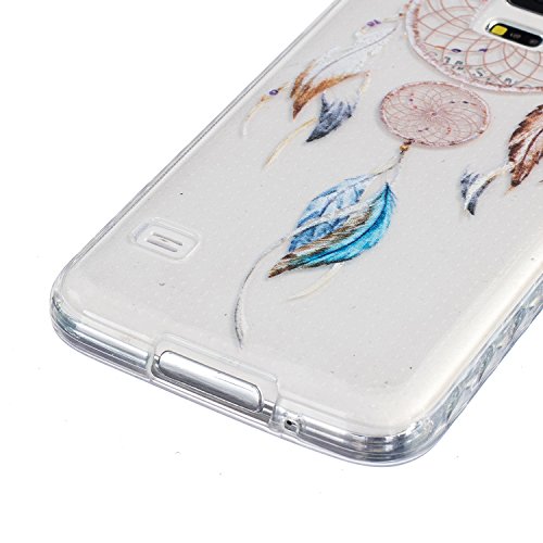 SKYXD für Samsung Galaxy S5 / Galaxy S5 Neo Hülle Silikon Durchsichtig mit Muster Feder Traumfänger ,Biegsam Klar Weich Dünn [Kratzfeste Rutschfest] Gummi Handy Schutz Schale mit [Eule Handyanhänger + Eingabestifte] Etui für Samsung Galaxy S5/S5 Neo Transparent Cover Flexible Clear Soft Slim Case Skin with Touch Pen Dust Plug - 3