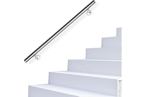 SWANEW Barandilla interior para escaleras, pasamanos de pared, 120 cm, acero inoxidable, incluye soporte de pared y tapas