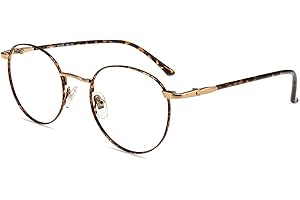 Firmoo Blue Light Blocking okulary do czytania dla kobiet i mężczyzn, okrągłe metalowe oprawki, do czytania, pracy z komputerem; okulary anty-UV400, antyrefleksyjne, lekko przyciemniane, z filtrem światła niebieskiego