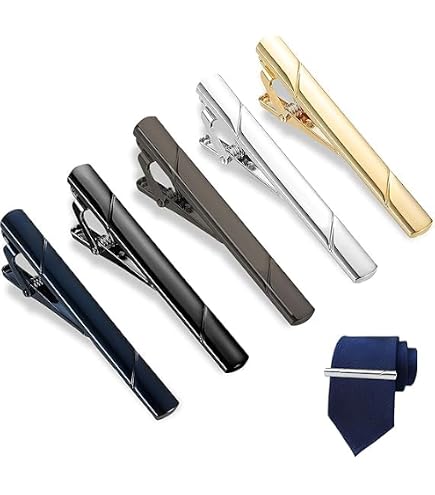 Silver Metal Tie Clip Holder Clasp - 60mm Plain Men's Bar Pin, New With Tags