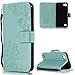 Produktbild Handyhülle für LG Q6 PU Leder Brieftasche,LG Q6 Hülle,FNBK Spitzen Blumen Flip Wallet Stand Case Card Slot Leder Tasche Karteneinschub Magnetverschluß Kratzfestes in Grün Schutzhülle für LG Q6