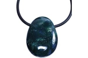 ULRIKE SCHMITT EDELSTEINKREATIONEN Moosachat Achat grün Edelstein Trommelstein Ketten Anhänger quer gebohrt