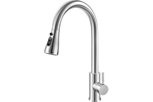 GALAIRE Wasserhahn Küche, Hochdruck Küchenarmatur mit Herausziehbarer Brause, Mischbatterie Ausziehbar, Armatur Küchen Spültischarmatur mit 3 Sprühfunktionen, 360°Schwenkbar, Edelstahl