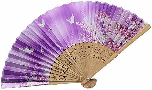 Chinese style silk hollow carved wood ladies folding fan / ornament / Accessories (Purple)