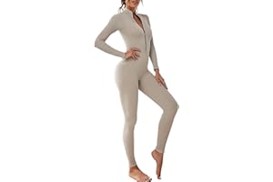 BFACCIA Femmes Body pantalons yoga body pantalons Body sexy côtelé fermeture à glissière à manches longues Body sportswear thumbhole Game Wear Casual pure Color body