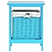 Produktbild Sitzhocker Hocker Cube Wäschekorb Kinderhocker Beistelltisch LISA mit Stauraum herausnehmbarer Rattankorb Rattan blau Höhe 45cm #5945