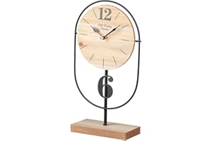 Adda Home Reloj de sobremesa, Metal/Madera, 17X7X32 CM