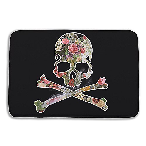 2 Print Kreuz Knochen Blume Pirat Skull Totenkopf Vorhang für die Dusche & Teppich Teppich Stoff Badezimmer Wasserdicht Decor - 2