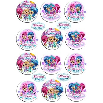 12 x 5cm *PRECUT* EDIBLE SHIMMER AND SHINE ICING CUPCAKE TOPPERS ...