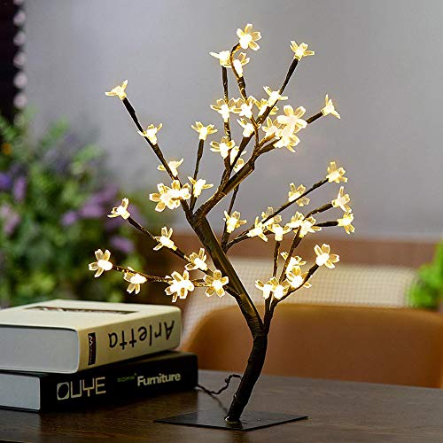 Luces de árbol de Navidad Artificiales - Luces de Navidad con Pilas Árbol de Navidad pequeñas con Luces de 17.7 Pulgadas cálido Blanco/Blanco / Colorido 48 Luces de árbol de Navidad led para decorac