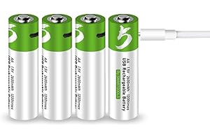 HANDI-KAFU USB Wiederaufladbare AA Lithium-Ionen Batterie mit hoher Kapazität 1.5V 2600mWh(1700mAh) 1.5 H Schnellladung 1200 Zyklen mit Typ C Kabel - 4 Pack