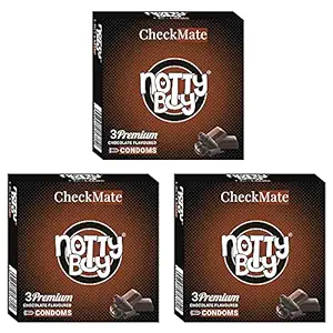 NOTTY BOY CheckMate Chocolate Flavour Condom For Men - 9 Count (Pack of 3)