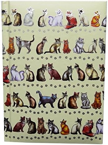 Quire CollectionsA6 Casebound Notebook - Cats Design - 120 Pages - Ruled & Silk Ribbon - Size - 148mm x 105mm