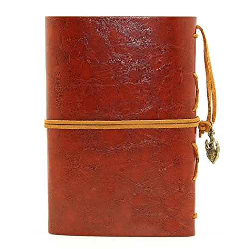 Tinksky Vintage Notizbuch klassische PU Leder Cover Journal Notebook Retro Spirale Ringbuch Tagebuch - 5