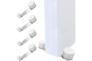 JANDTEK Fermaporta da pavimento girevole adesivo – Blocca porta da pavimento con rotazione – Fermaporte da terra robusto, protezione muri – Set da 4 pezzi Bianco, installazione senza trapano