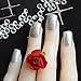 Bling Art False Nails French Manicure Silver Gel Glitter Glossy Medium Tips UK