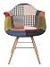 Produktbild 1 x Design Klassiker Patchwork Sessel Retro 50er Jahre Barstuhl Wohnzimmer Küchen Stuhl Esszimmer Sitz Holz Metall bunt