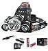 Produktbild AFAITH LE Superheller 5000LM 3x CREE LED Stirnlampe, LED Kopflampe,T6 LED Stirnlampe Fahrad Front Motorrad Lampe Scheinwerfer + 2x Akku18650 Wiederaufladbare Batterie + USB-Kabel, ideal für Nachtlese, Camping, Angeln,Abenteuer,Höhlenforschung , Bergsteigen , Klettern, Fahrrad usw.