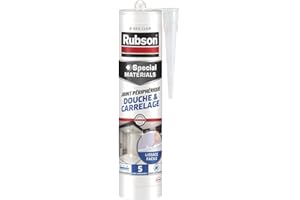 Rubson | Joint Périphérique Douche & Carrelage Gris (cartouche de 300ml) – Mastic silicone neutre nouvelle génération multi-matériaux – Mastic étanche avec formule sans odeur