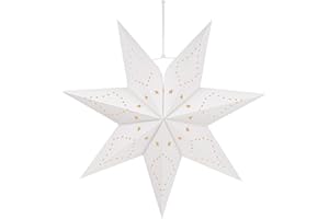 Garneck Paper Star Lantern Lampshade Hanging Christmas Star Ornaments Hanging Star Lamp Snowflakes Decorations(White)